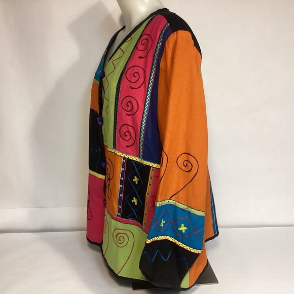Indigo Moon Multi Color Embroidered Jacket with toggle buttons Womens size 1X - Picture 6 of 8